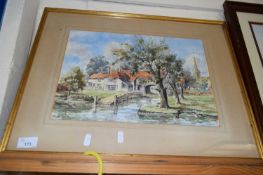 WATERCOLOUR OF PULL'S FERRY SIGNED JOHN REES DATED '65