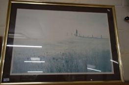 LARGE FRAMED PRINT OF A LADY IN A FIELD