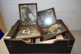 BOX CONTAINING QUANTITY OF SNOOKER MEMORABILIA, MAINLY BLACK AND WHITE PHOTOS OF SNOOKER PLAYERS