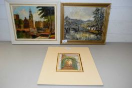 TWO SMALL OIL PAINTINGS AND A PRINT (3)