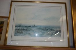 FRAMED PRINT BY COLIN BURNS WITH PRINTERS STAMP LOWER LEFT, LTD ED 500/483, SIGNED BY ARTIST