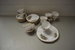 ENGLISH PORCELAIN ROYAL VALE PART TEA SET WITH TEN CUPS AND SAUCERS