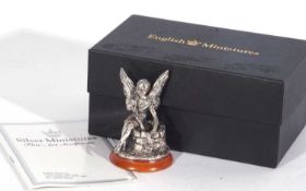 Silver plated on pewter cast miniature art sculpture 'Lucky, the wishing well fairy' by Kate