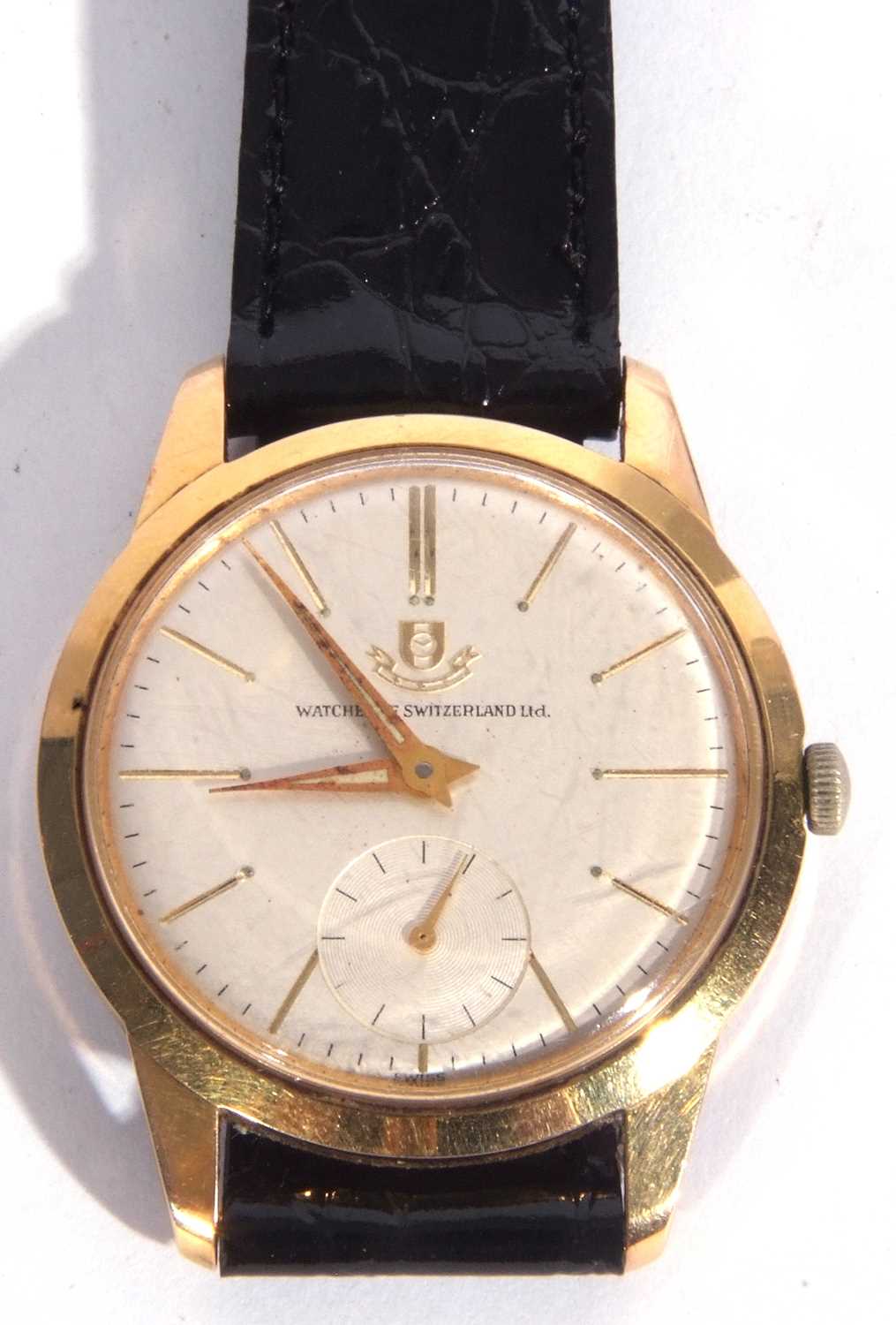Watches of Switzerland yellow metal gents watch, with a white dial with subsidiary second dial, - Image 2 of 5