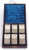 Late Victorian cased set of six shaped oval napkin rings (numbered 1-6)