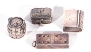 Mixed Lot: modern hallmarked silver pill or snuff box in the form of a book, a further example
