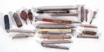 Large collection of 'sterling' and other vintage pencils, including sterling/white metal cased