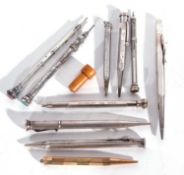 Collection of sterling, white metal and other pencils plus a further pencil inscribed 'Wembley