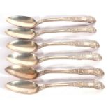 Heavy set of six William IV Irish tea spoons in double struck Kings pattern, Dublin 1830, probably