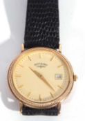 Gents 9ct gold Rotary quartz wrist watch, hallmarked for 9ct gold on inside of case back, Rotary