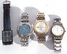 Mixed Lot: four gents wrist watches including a Citizen Eco-drive with stainless steel case and blue