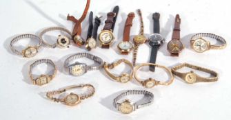 Mixed Lot: 17 wrist watches to include Timex, Sekonda, Ingersoll etc, plus three 9ct gold watches,