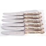 Set of six Elizabeth II silver handled dinner knives in Kings pattern with Firth stainless blades,