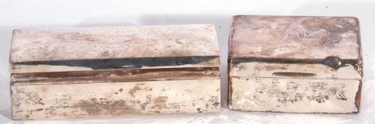 Late Victorian silver encased cigarette box of slightly domed lidded rectangular form,