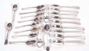 Collection of eight early Georgian base marked tea spoons including many shell backed examples,