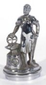 Early 20th century chromium plated cast metal Vulcan car mascot in the form of a blacksmith