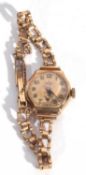 Ladies 9ct gold Smiths wrist watch, 9ct gold hallmark on inside of case back and bracelet clasp,
