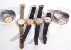 Mixed Lot: six gents wrist watches to include a Timex, a Smith Empire, and a Saxon, all (a/f)