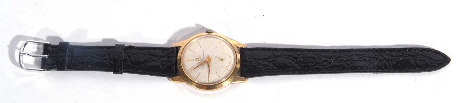 Watches of Switzerland yellow metal gents watch, with a white dial with subsidiary second dial, - Image 3 of 5