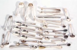 Large mixed lot: set of six George V coffee spoons in Hanoverian rat-tail pattern, Birmingham 1924
