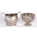 Mixed Lot: a late Victorian small oval two-handled sugar bowl with half fluted decoration, 13cm