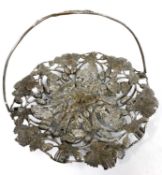 Plated pierced floral and leaf decorated swing handle dish