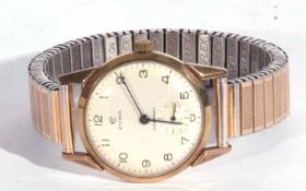 CYMA Cymaflex 9ct gold wrist watch, circa 1950, marked 375 on inside of case back, dial white