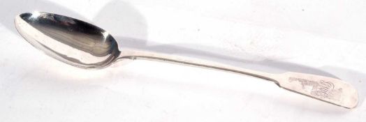 George IV basting spoon in Fiddle pattern, London 1825 by William Chawner II, 30cm long, 114gms