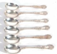 Set of six Elizabeth II soup spoons in double-struck Kings pattern, Sheffield 1962 by Hampton