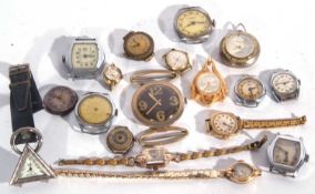 Mixed Lot: 16 gents and ladies wrist watches, small pocket watch and a Smiths pendant watch, to
