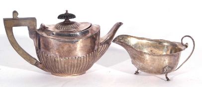 Mixed Lot: late Victorian bachelor's teapot of half fluted oval form with treen handle and finial,