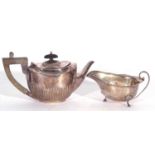 Mixed Lot: late Victorian bachelor's teapot of half fluted oval form with treen handle and finial,