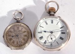 Mixed Lot: two pocket watches, one ladies with silver marks for Birmingham, key wound with a