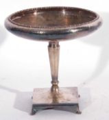 Early 20th century silver plated and spot hammered pedestal fruit bowl with beaded rim, tapering