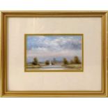 James J. Allen, (British, contemporary) Rain Clouds over Beccles, oil on board, signed, 7x4ins,