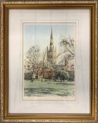 Nigel Carder (British, 20th century) Norwich Cathedral, chromolithograph, framed and glazed.
