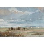 Roy Turley (British,contemporary) "Marsh Gate", watercolour and wash, signed, framed and glazed.
