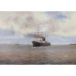 British School, 20th century, the steamship 'CHINA', oil on board, indistinctly signed, framed