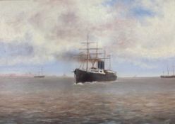 British School, 20th century, the steamship 'CHINA', oil on board, indistinctly signed, framed
