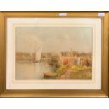 Louis Burleigh Bruhl ( British, 19th century) Ranworth, Norfolk Broads, chromolithograph, signed,