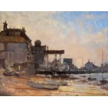 Sydney Foley RSMA ROI (British, 20th century), "Evening Silhouettes, Wells-Next-The-Sea" oil on