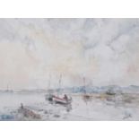 Jack Cox (British, 1914-2007), Beached boats, watercolour on paper, signed. 9.5x13ins.