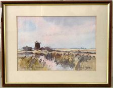 (British, contemporary) Halvergate, November, watercolour, indistinctly signed, 7x10ins, framed