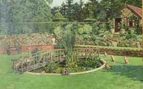 S.W. Barwell (British, 20th century), Garden scene, oil on canvas, signed and dated 1936, framed