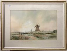 Keith Johnson (British, 20th century), Broadland Mill, Runham, watercolour, circa 1979, signed,