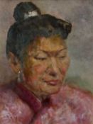 Philip Whichelo (British, 1905-1989), A Portrait of an Asian Woman, oil on board. Philip Whichelo