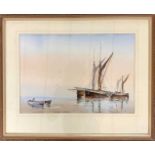 Edward Pearce (British, 20th century), shipping scene, watercolour, signed and dated 92, framed