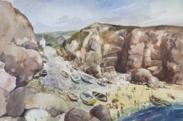 James Govier (British 20th Century) Porthgwarra Beach, Cornwall, watercolour, signedQty: 1