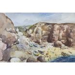 James Govier (British 20th Century) Porthgwarra Beach, Cornwall, watercolour, signedQty: 1