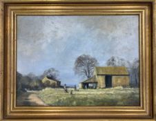 W.K. Cooper (British, 20th century) shooting party, oil on board, signed and dated 83 framed.